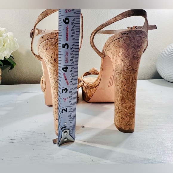 PAIGE Candice Ankle Strap Platform High Heel Cork upper/leather lining/sole, 9.5 - Picture 6 of 10